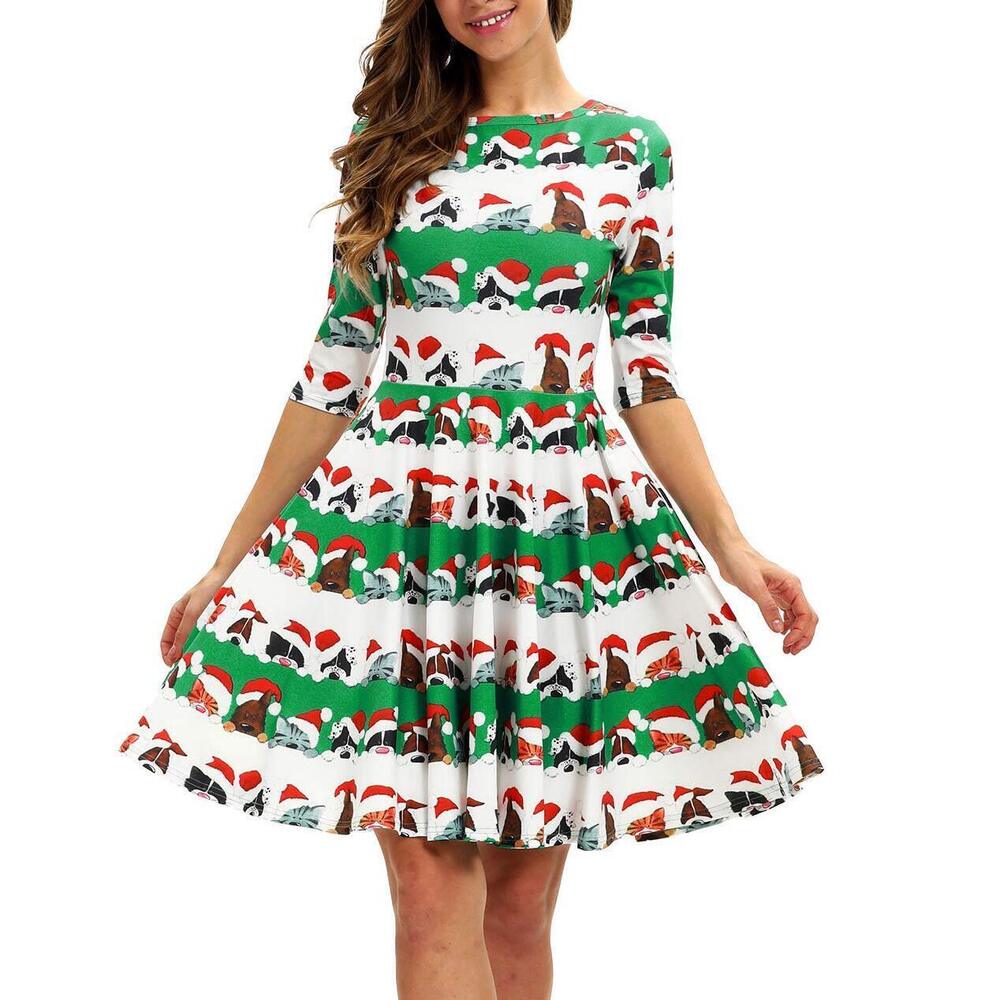 8610 Cat Dog Christmas Dress Ugly Xmas Sweater Cute 3D Dresses Girls,Cat &